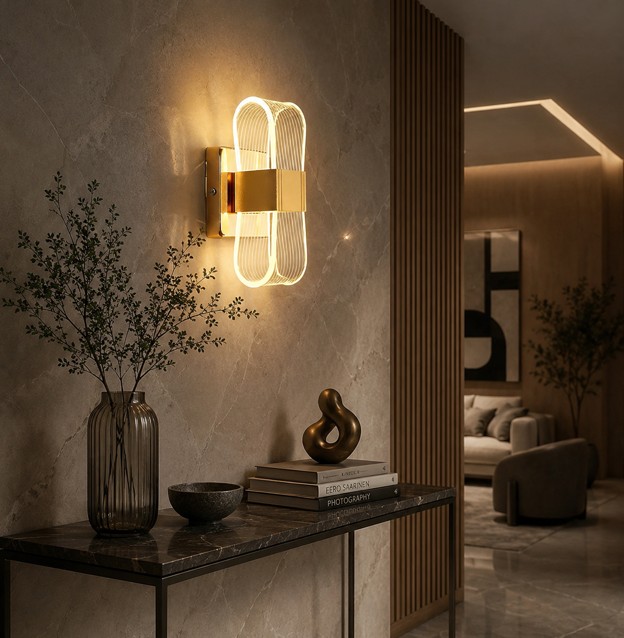 Arandela LED Lumina Dourada