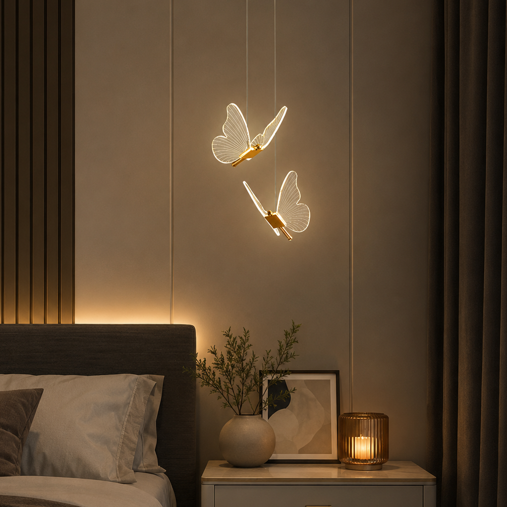 Pendente LED Borboleta Dourada