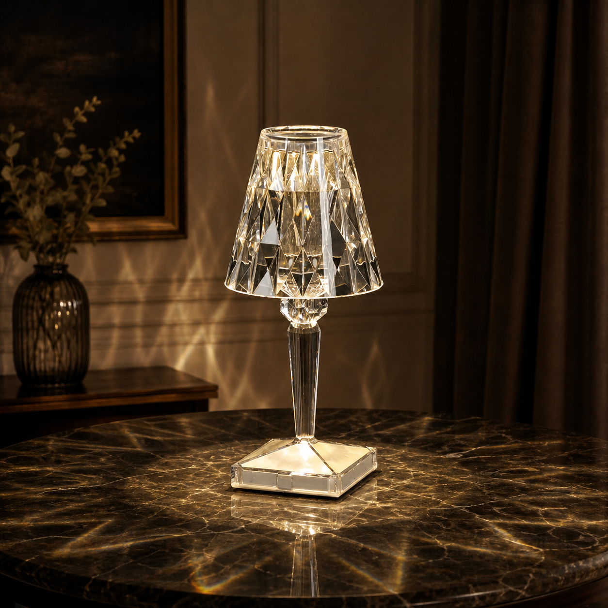 Luminária de Mesa Recarregável Cristal