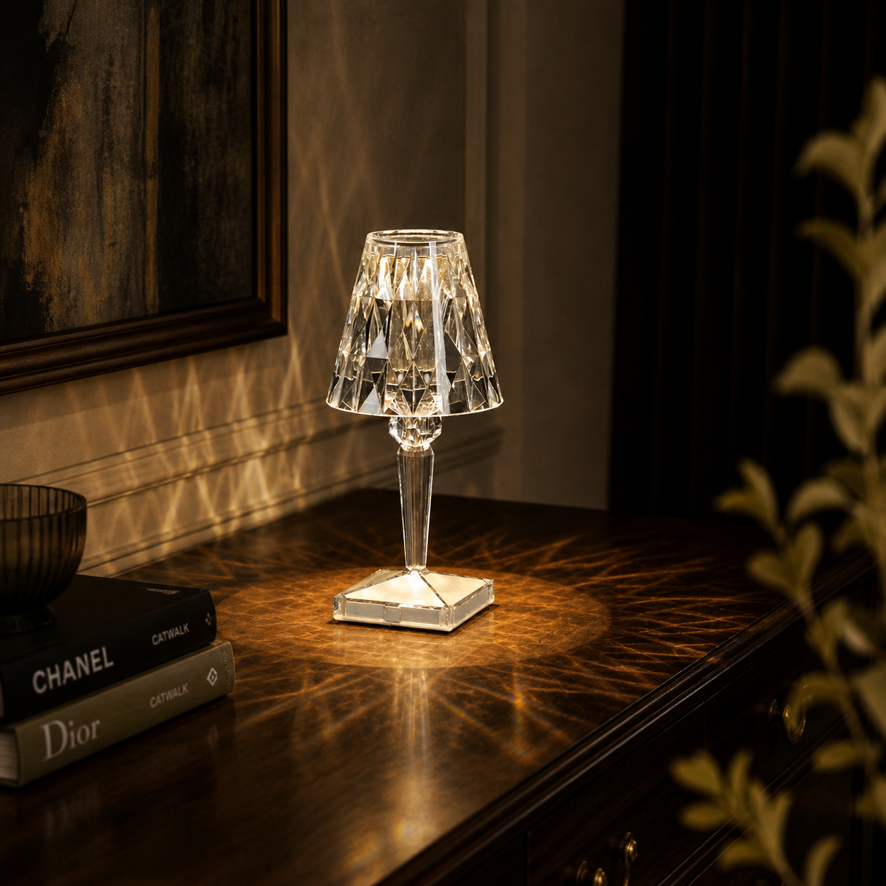 Luminária de Mesa Recarregável Cristal